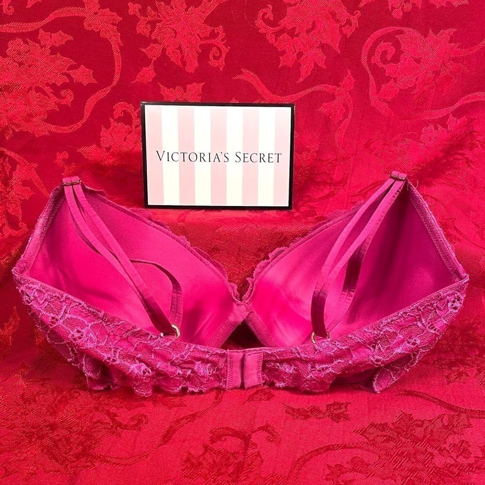 FUCHSIA VICTORIAS SECRET PUSH-UP LACE 36D - Picture 4 of 6